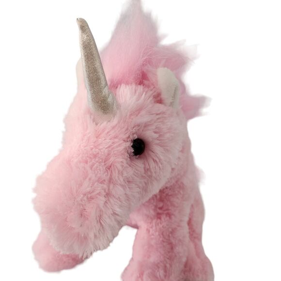Aurora Pink Unicorn With Shiny Silver Horn Plush Stuffed Animal 11" Seated 2019 - Picture 3 of 11